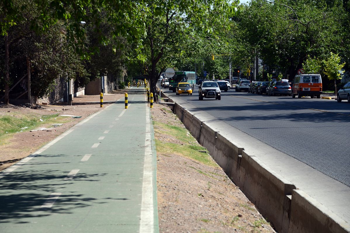 13 Mendoza Is Bicycle Friendly - A separate Bicycle Lane From The Cars On The Street
